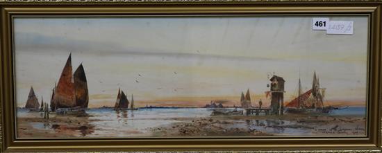 Thomas Sidney, watercolour, A Shrine on the Lagoon, Venice, signed and dated 1906, 23 x 67cm.